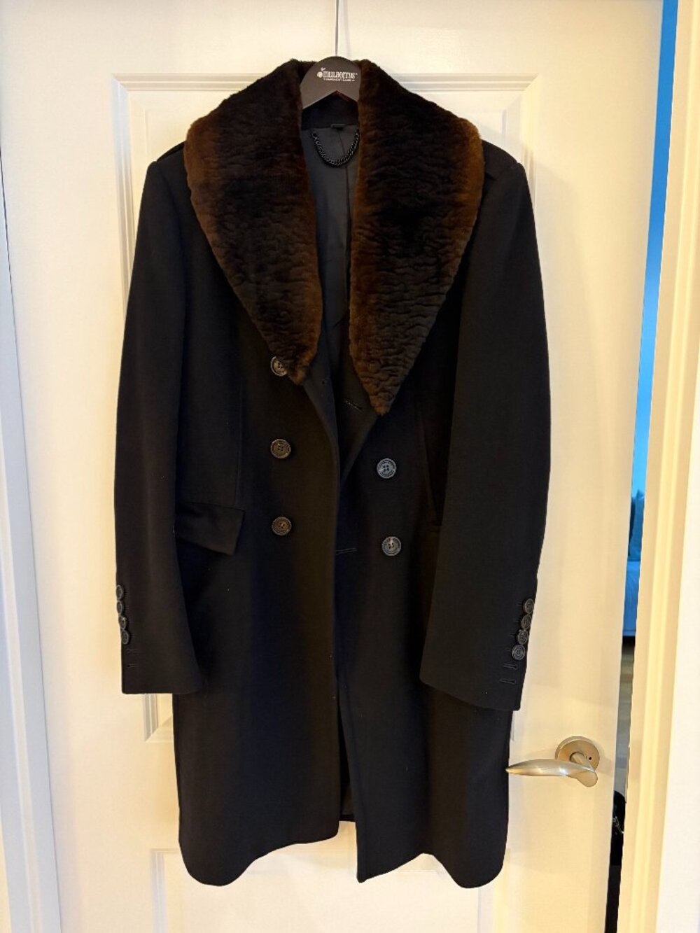 Burberry Mens Wool Cashmere Rabbit Fur Collar Jacket Coat Med Large (Size 50)